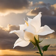 white lily against blue sky