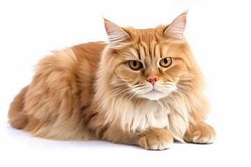 Red Maine Coon cat isolated on white background. Generative AI