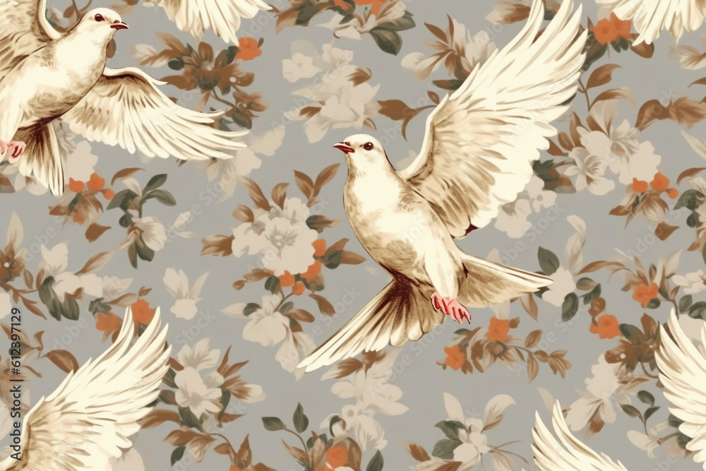 Wall mural seamless and repeating pattern. ai generative