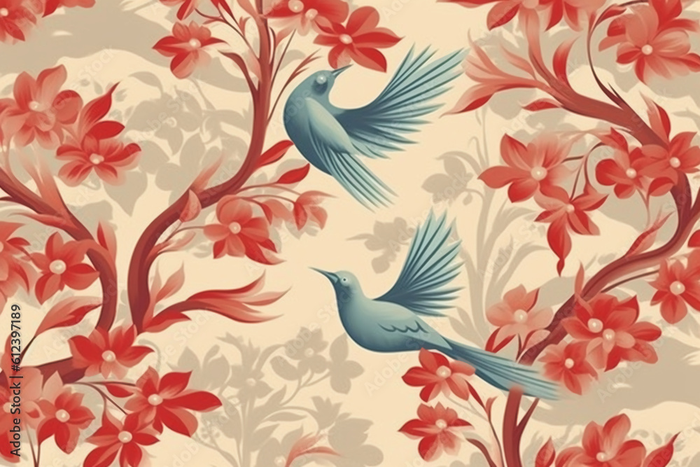 Wall mural seamless and repeating pattern. ai generative