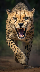 Wild life illustration of a crazy angry jaguar