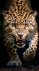 Fototapeta na wymiar Wild life illustration of a crazy angry jaguar