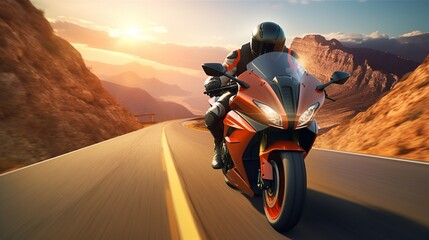 Thrilling Motorbike Ride on Asphalt: Speed and Adventure
