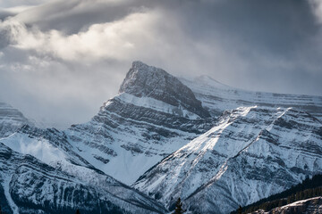 Rocky mountains with snow covered and cloud in the sky at national park