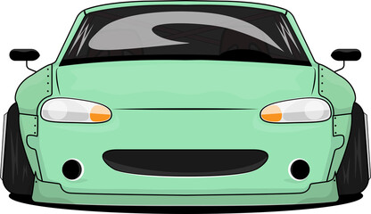 cute wide green car