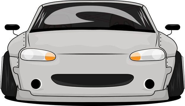 grey low jdm car with widebody kit miata nb