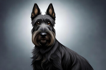 Scottish Terrier on gray background