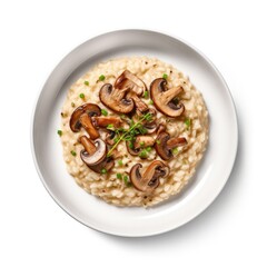 Mushroom Risotto Isolated on a Transparent Background. Generative AI