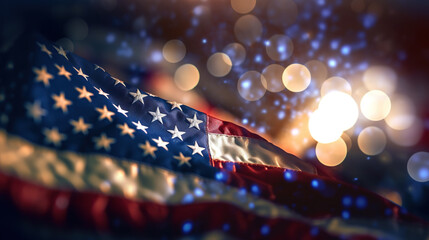 American Flag, Concept National holidays, 4th of July Memorial or Independence day,  Generative AI.