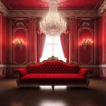 A Royal Red Couch Regal Front View Blank With Awesome Light