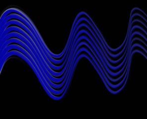 abstract curved stripes in blue color on black background