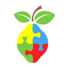 Colorful puzzle lemon stock vector isolated on white background.