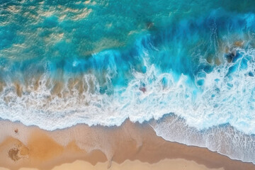 Ocean Waves on the Beach: Aerial Top Down View