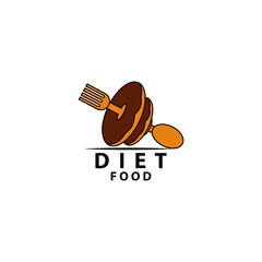 Donut combination gym fitness logo design concept. Vector illustration