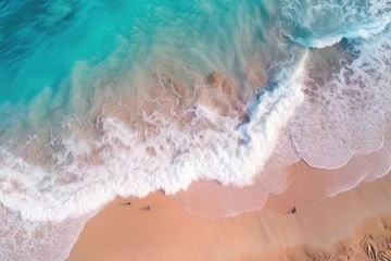 Möbelaufkleber Ocean Waves on the Beach: Aerial Top Down View © artchvit