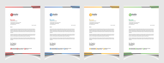 Professional corporate company business colourful letterhead template design with a4 size stationary item modern letterhead.