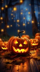 Halloween scene on orange background
