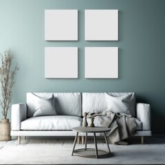 3 square empty canvas mockup on coquette style room
