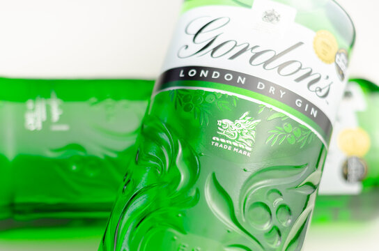 LONDON, UK - 06 JUNE 2023 Classic gin with a distinctive and strong juniper character, triple distilled and produced since 1769 by Alexander Gordon