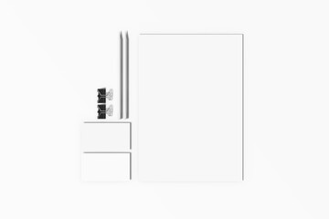 Realistic Stationery Set Mockup Scene on White Background