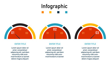 Half Circular Infographic Design Template template. Semicircle with 3 options, processes, steps, segments. Can be used for presentations, reports, web designs, and workflows.