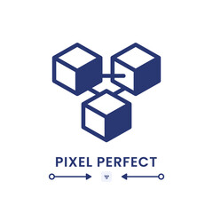 Blockchain network black solid desktop icon. Money transfer. Secure transactions. Pixel perfect 128x128, outline 4px. Silhouette symbol on white space. Glyph pictogram. Isolated vector image