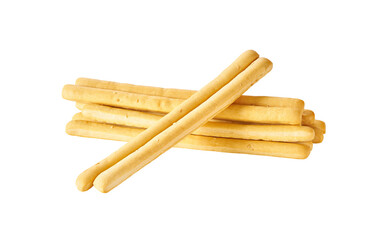 Italian grissini breadsticks isolated on white background.
