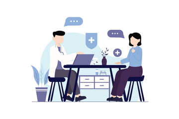 Medical Health Consultation Illustration. Medical checkup examination service with a doctor in hospital