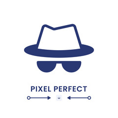 Incognito black solid desktop icon. Personal security. Browsing anonymously. Pixel perfect 128x128, outline 4px. Silhouette symbol on white space. Glyph pictogram. Isolated vector image