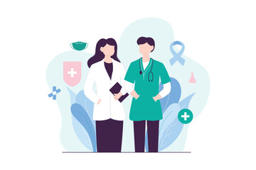 Doctor and Nurse Illustration. Medical health care service vector illustrations