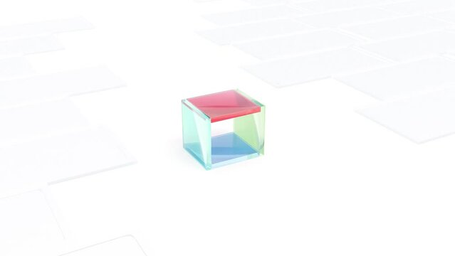 Color boxes frozzy glass intro able to loop seamless 4k