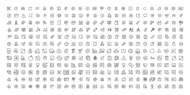 Mega set of icons in trendy line style. ui ux, ecology, real estate, transport, Business, ecommerce, finance, accounting. Big set Icons collection. Vector illustration