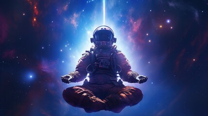 artistic astronaut surrounded by stars and planets. Generative ai.