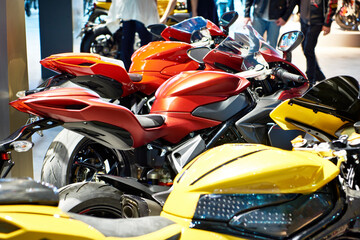 Fototapeta na wymiar Modern motorcycles at the store