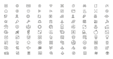 Mega set of icons in trendy line style. ui ux, ecology, real estate, transport, Business, ecommerce, finance, accounting. Big set Icons collection. Vector illustration