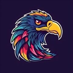 Obraz premium Eagle head mascot in bright vivid colors, ai generated