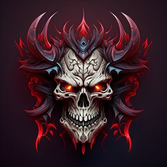 Obraz premium Skull simple mascot logo illustration, ai generated