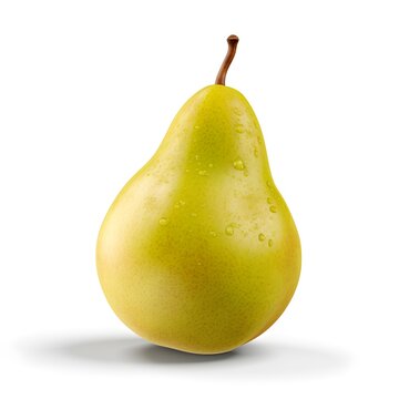 Yellow pear isolated on white background, ai generated