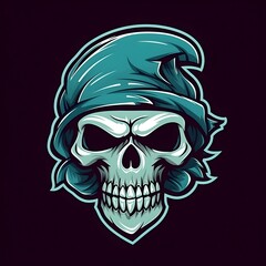 Fototapeta premium Skull simple mascot logo illustration, ai generated