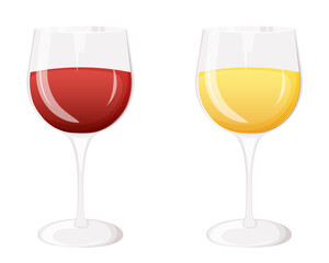 Red and white wine vector illustration isolated on white background.