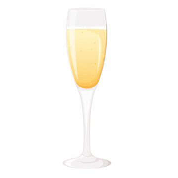 a glass of champagne isolated on white background.