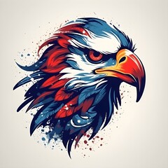 Eagle head mascot in bright vivid colors, ai generated