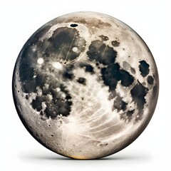 Realistic moon isolated on white background, ai generated