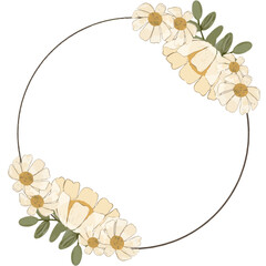 watercolor chamomile flower wreath