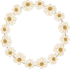 watercolor chamomile flower wreath