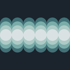 Abstract retro style illustration of waves design in shades of blue with geometric circles shapes decoration - 612410994