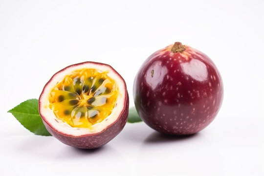 Passion fruit and half passion fruit isolated on white background generated by AI