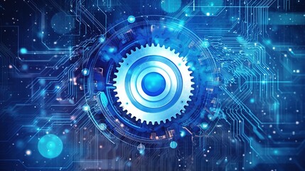 Obraz premium Hi-Tech Gear Wheel Illustration for Engineering, Digital Business, and Teamwork Concepts - AI-Generated