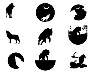 Wolf Silhouette Black and White -Vector Illustration Stock Vector - Illustration of wolf, Wolf Head Logo clip art collection of vector-Wolf Clip Art HD EPS
