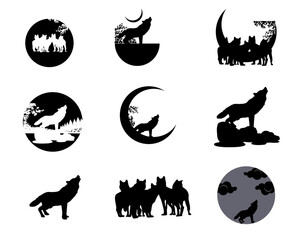 Wolf Silhouette Black and White -Vector Illustration Stock Vector - Illustration of wolf, Wolf Head Logo clip art collection of vector-Wolf Clip Art HD EPS
